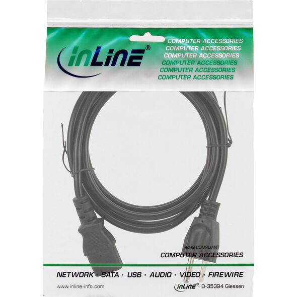 Kabel zasilający InLine InLine® Power cable, power plug USA to 3pin IEC C13 connector, black, 5.0m