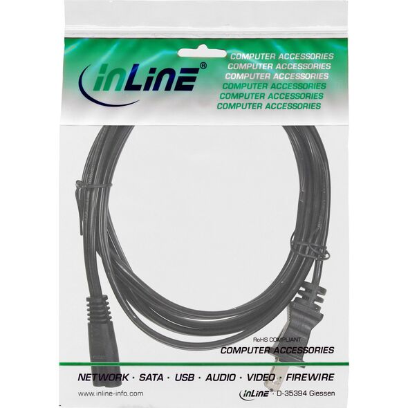 Kabel zasilający InLine InLine® Power Cable mains Plug USA to Euro 8 socket, 3.0m