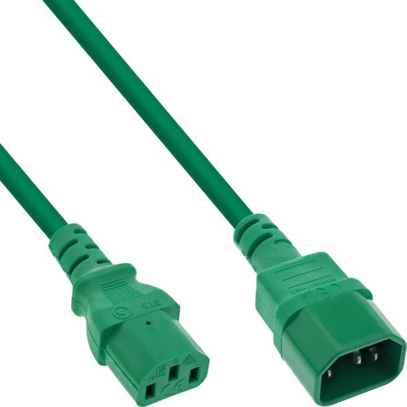 Kabel zasilający InLine InLine® Power cable extension, C13 to C14, green, 0.5m