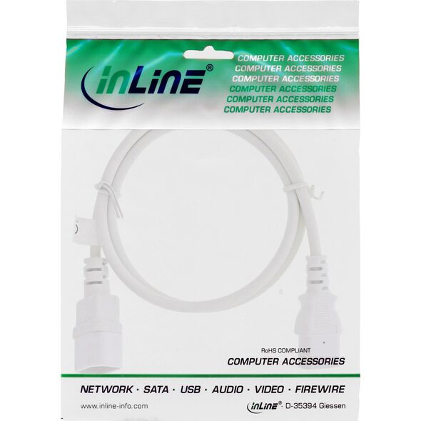 Kabel zasilający InLine InLine® Power cable extension, C13 to C14, white, 0.3m