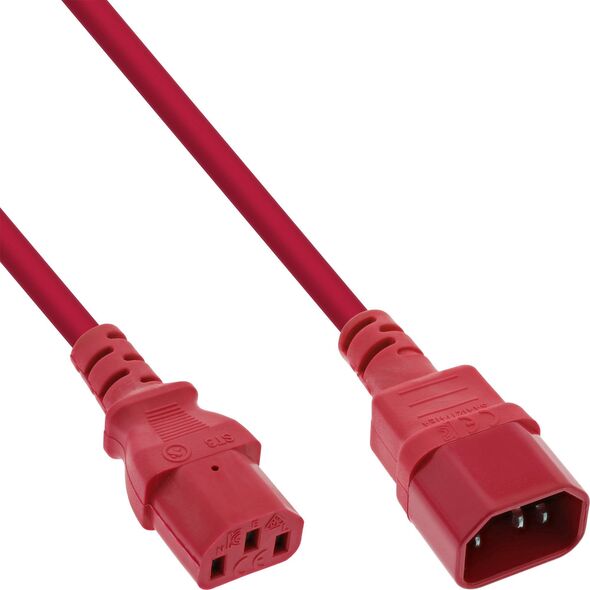 Kabel zasilający InLine InLine® Power cable extension, C13 to C14, red, 0.75m