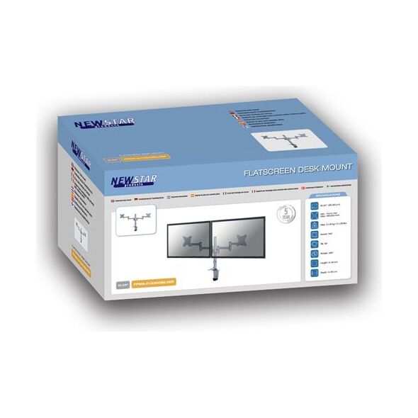 Neomounts Uchwyt biurkowy na 2 monitory 10" - 27" (FPMA-D1330DSILVER)