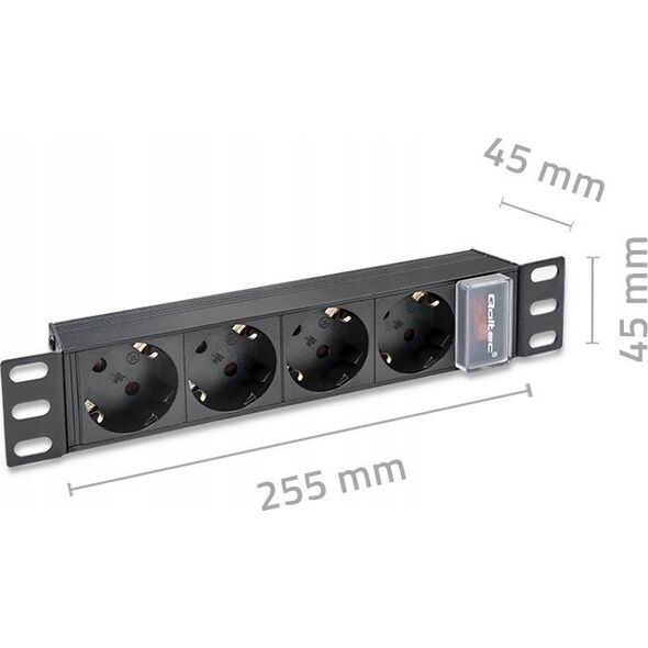 Listwa zasilająca Qoltec Listwa zasilajšca PDU do RACK 10' | 1U | 16A | 4xSchuko | 1.8m
