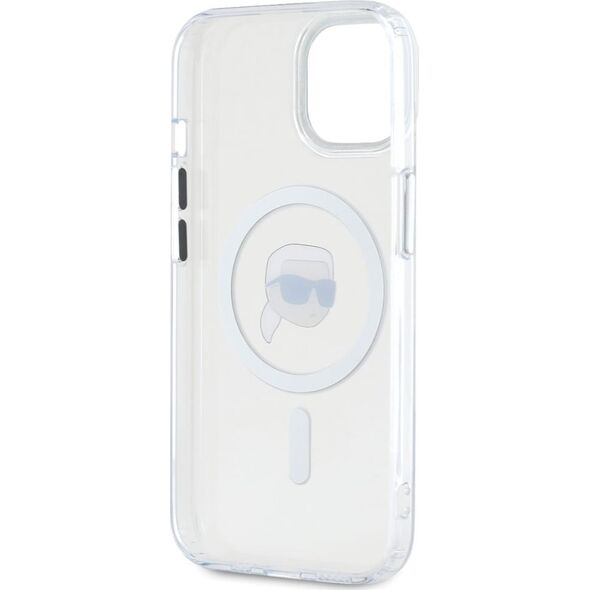 Etui Karl Lagerfeld IML Metal Karl Head   MagSafe do iPhone 15 Plus biały