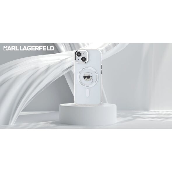 Etui Karl Lagerfeld IML Metal Karl Head   MagSafe do iPhone 15 Plus biały
