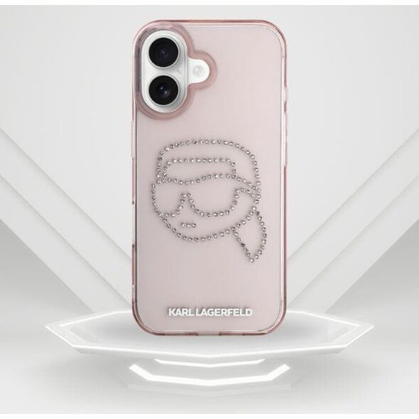 Etui Karl Lagerfeld IML Rhinestones Karl  Head do iPhone 16 różowy