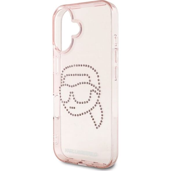 Etui Karl Lagerfeld IML Rhinestones Karl  Head do iPhone 16 różowy