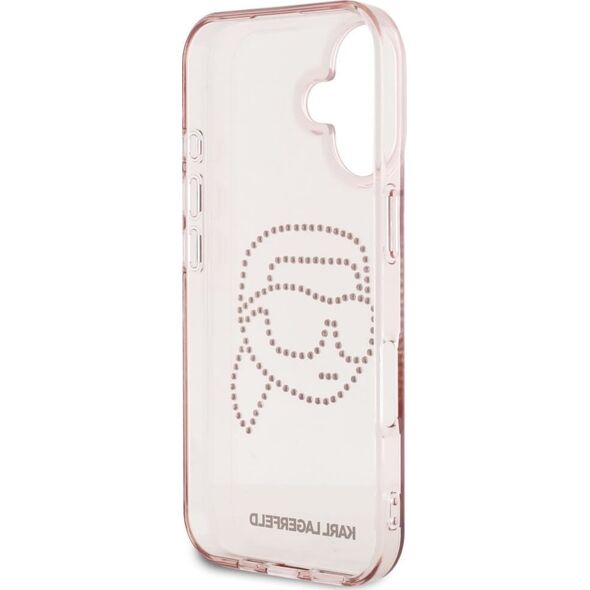 Etui Karl Lagerfeld IML Rhinestones Karl  Head do iPhone 16 różowy