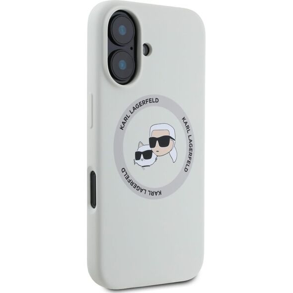 Etui Karl Lagerfeld Silicone Double       Heads And Circle MagSafe do iPhone 16 beżowy