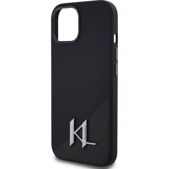 Etui Karl Lagerfeld Silicone Shadow       Metal Initial MagSafe do iPhone 15 czarny
