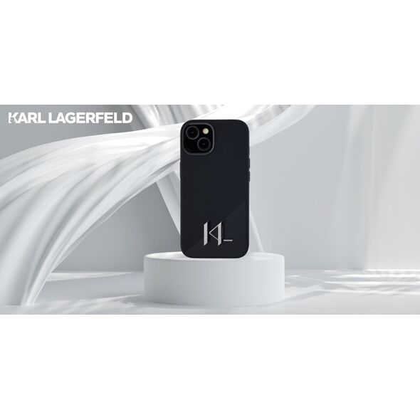 Etui Karl Lagerfeld Silicone Shadow       Metal Initial MagSafe do iPhone 15 czarny