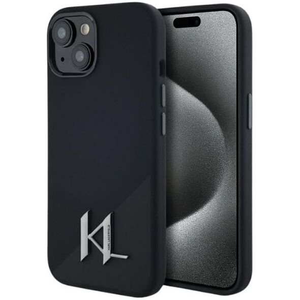 Etui Karl Lagerfeld Silicone Shadow       Metal Initial MagSafe do iPhone 15 czarny