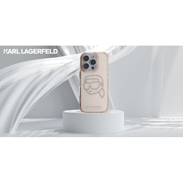 Etui Karl Lagerfeld IML Rhinestones Karl  Head do iPhone 16 Pro różowy