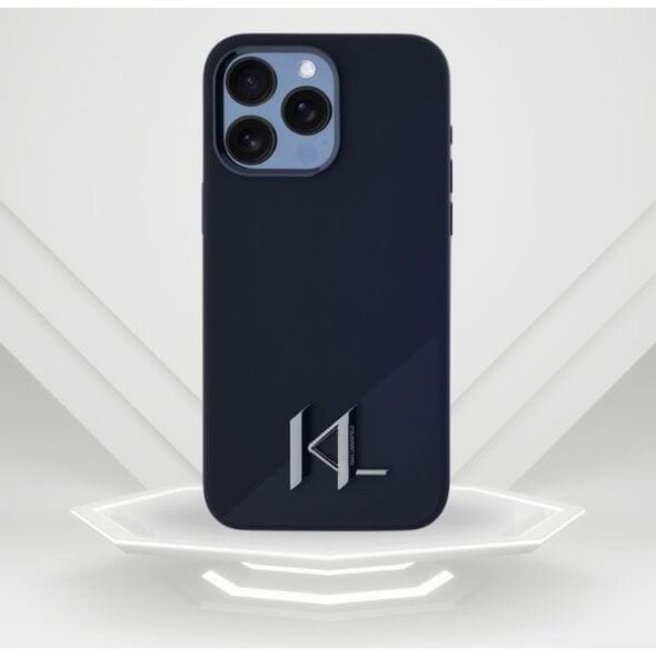 Etui Karl Lagerfeld Silicone Shadow       Metal Initial MagSafe do iPhone 15 Pro czarny