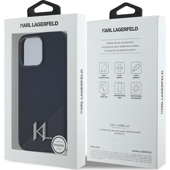 Etui Karl Lagerfeld Silicone Shadow       Metal Initial MagSafe do iPhone 15 Pro czarny