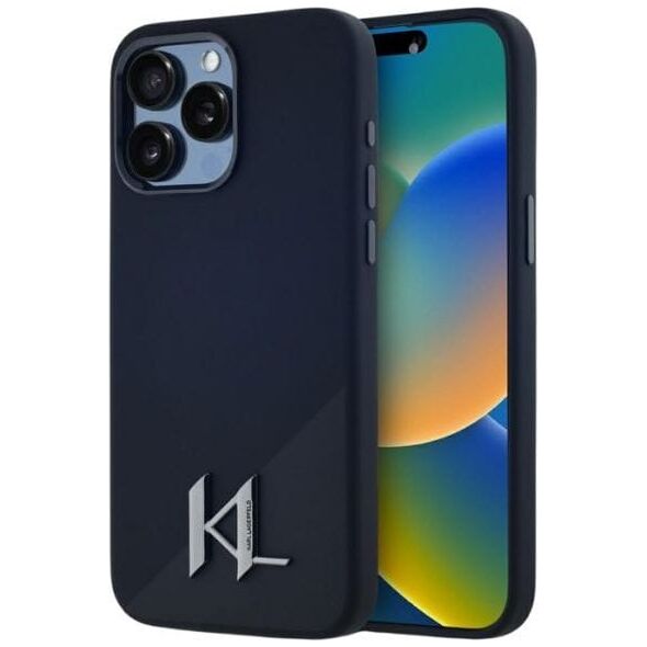 Etui Karl Lagerfeld Silicone Shadow       Metal Initial MagSafe do iPhone 15 Pro czarny