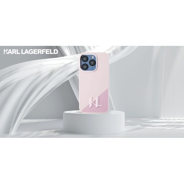 Etui Karl Lagerfeld Silicone Shadow       Metal Initial MagSafe do iPhone 15 Pro różowy