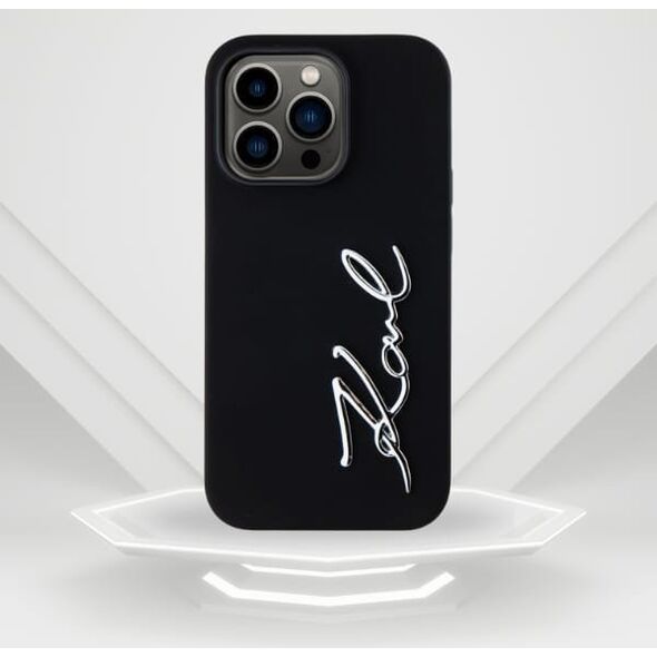 Etui Karl Lagerfeld Silicone Metal        Script Logo do iPhone 14 Pro czarny