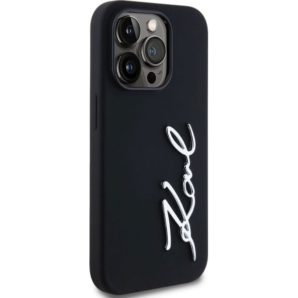 Etui Karl Lagerfeld Silicone Metal        Script Logo do iPhone 14 Pro czarny
