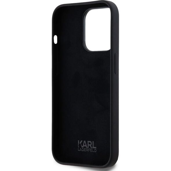 Etui Karl Lagerfeld Silicone Metal        Script Logo do iPhone 14 Pro czarny