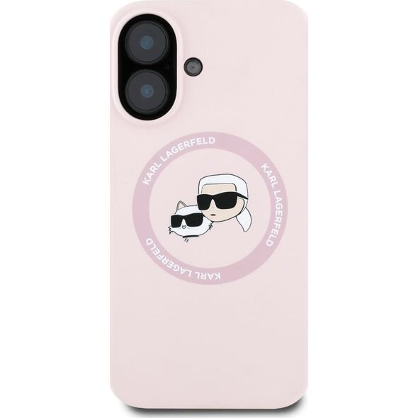 Etui Karl Lagerfeld Silicone Double       Heads And Circle MagSafe do iPhone 16 różowy