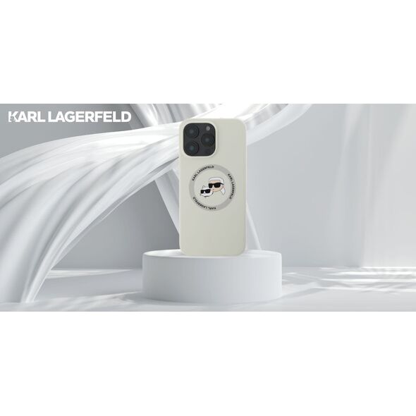 Etui Karl Lagerfeld Silicone Double       Heads And Circle MagSafe do iPhone 16 Pro beżowy