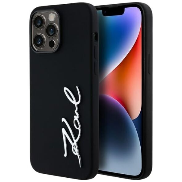 Etui Karl Lagerfeld Silicone Metal        Script Logo do iPhone 14 Pro Max czarny