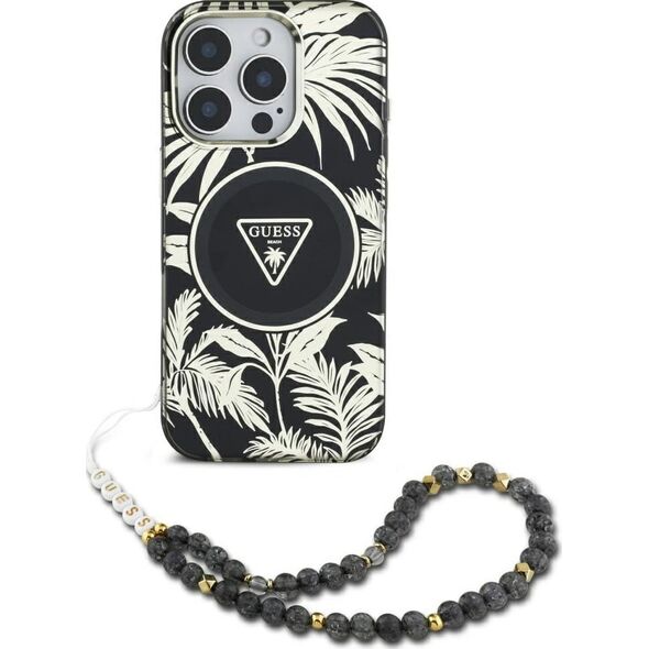 Etui Guess Palm Trees Triangle Pearl      Strap MagSafe do iPhone 16 czarny