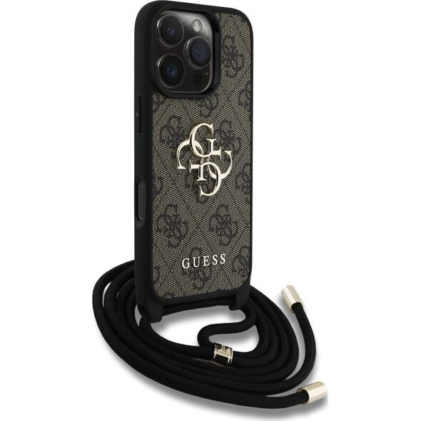 Etui Guess 4G Big Logo Cord Stap          Crossbody do iPhone 16 Pro Max brązowy