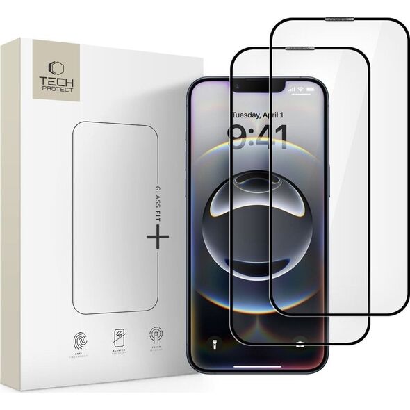 SZKŁO HARTOWANE TECH-PROTECT GLASS FIT+ 2-PACK IPHONE 16E BLACK