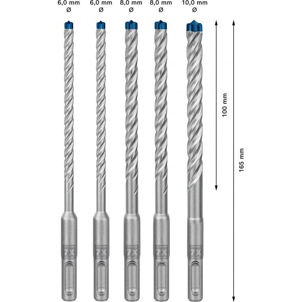 Wiertło Bosch Zestaw wierteł udarowych EXPERT SDS plus-7X 6/6/8/8/10 mm, 5 szt. 2608900198