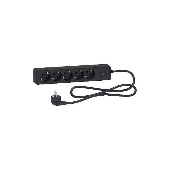 SCHNEIDER ELECTRIC UNICA EXTEND - SCHUKO TRAILING LEAD - 5 OUTLETS - ANTHRACITE