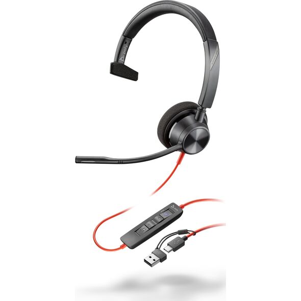 POLY Zestaw słuchawkowy Blackwire 3310 z certyfikatem Microsoft Teams +USB-C/A Adapter TAA