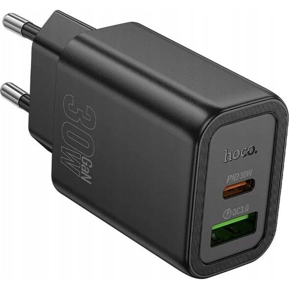HOCO ładowarka sieciowa USB A + Typ C PD QC3.0 3A 30W N63 czarna