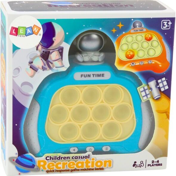 LeanToys Gra Pop-It Wac A Mole Kosmonauta Światła Dźwięki Niebieski