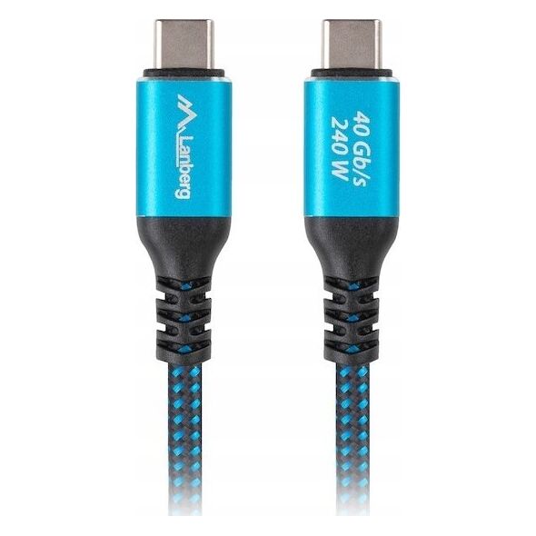 KABEL USB-C M/M USB4 1M 240W 8K 60HZ CZARNO-NIEBIESKI LANBERG