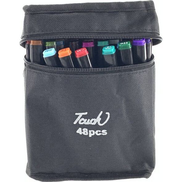LeanToys Zestaw Pisaków Markerów 48 Szt Touch Torba Markery Alkoholowe