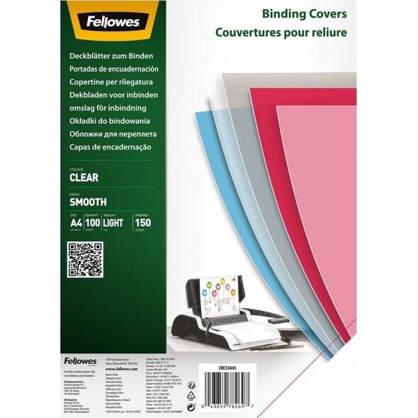 Fellowes Binding καλύμματα Fellowes Smooth A4/150μm διαφανές (100) 13441703 43859782697