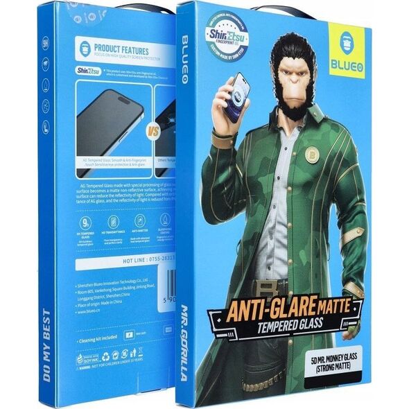 Blueo Tempered Glass 5D Mr. Monkey Glass - Apple iPhone 16 Pro μαύρο (Strong HD)