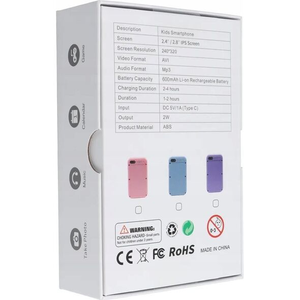 Telefon do gier dla dzieci z ekranem IPS 2,4" z przyciskami KDC-0027A niebieski
