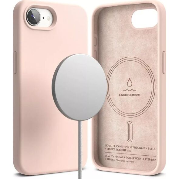 Etui Ringke Silicone Magnetic MagSafe do iPhone 16e Pink Sand