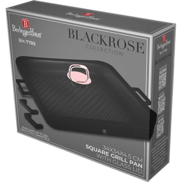 PATELNIA TYTANOWA Z POKRYWĄ 34x34cm BERLINGER HAUS BH-7789 BLACK ROSE