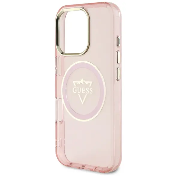 Guess IML Metal Mountain Logo MagSafe Apple iPhone 16 Pro Max pink