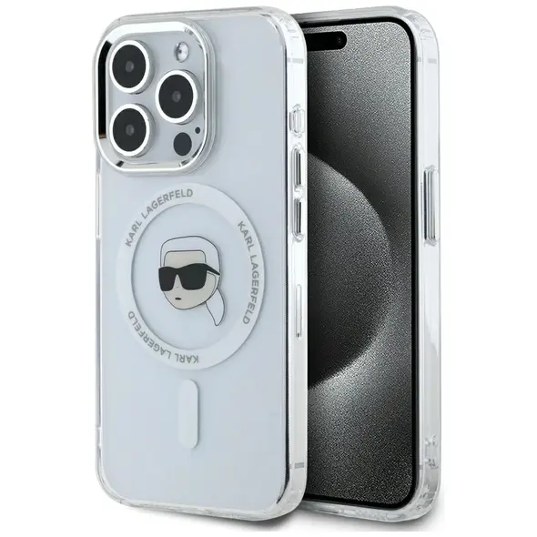 Karl Lagerfeld IML Metal Karl Head MagSafe Apple iPhone 15 Pro Max white