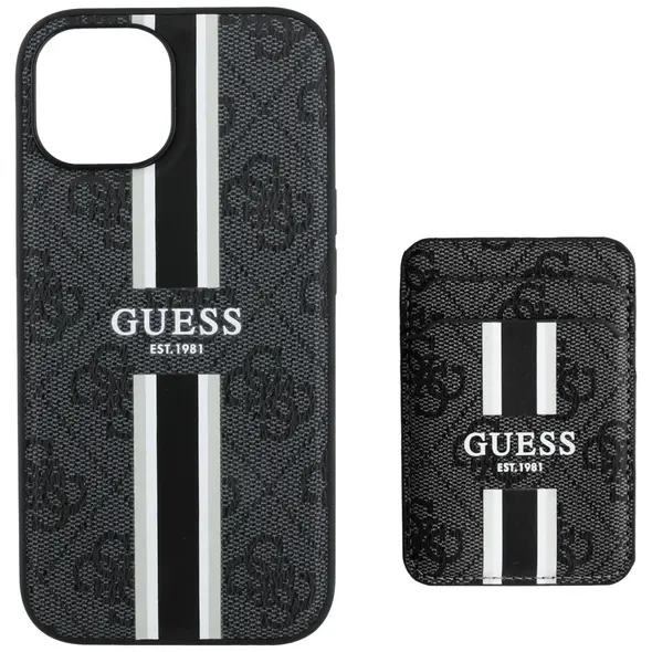 Guess 4G Stripes MagSafe Wallet Apple iPhone 15 black