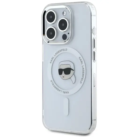 Karl Lagerfeld IML Metal Karl Head MagSafe Apple iPhone 15 Pro white