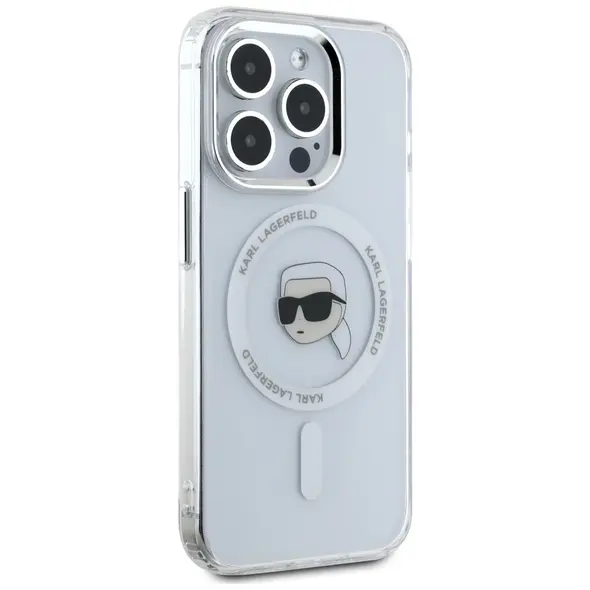 Karl Lagerfeld IML Metal Karl Head MagSafe Apple iPhone 15 Pro white