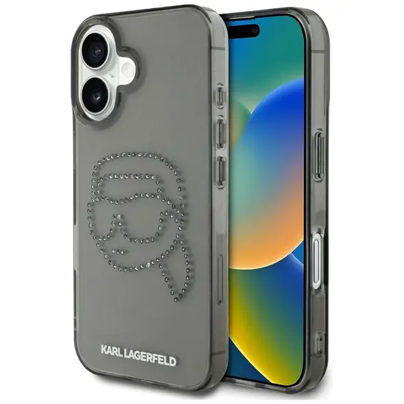 Karl Lagerfeld IML Rhinestones Karl Head Apple iPhone 16 black