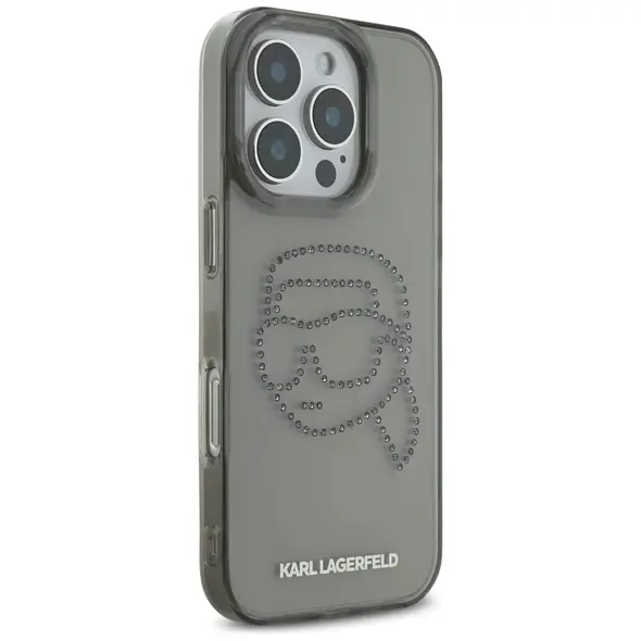 Karl Lagerfeld IML Rhinestones Karl Head Apple iPhone 16 Pro black