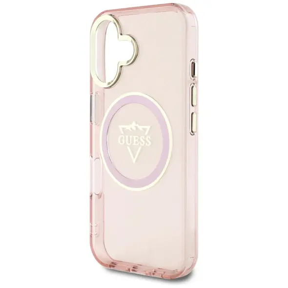 Guess IML Metal Mountain Logo MagSafe Apple iPhone 16 pink